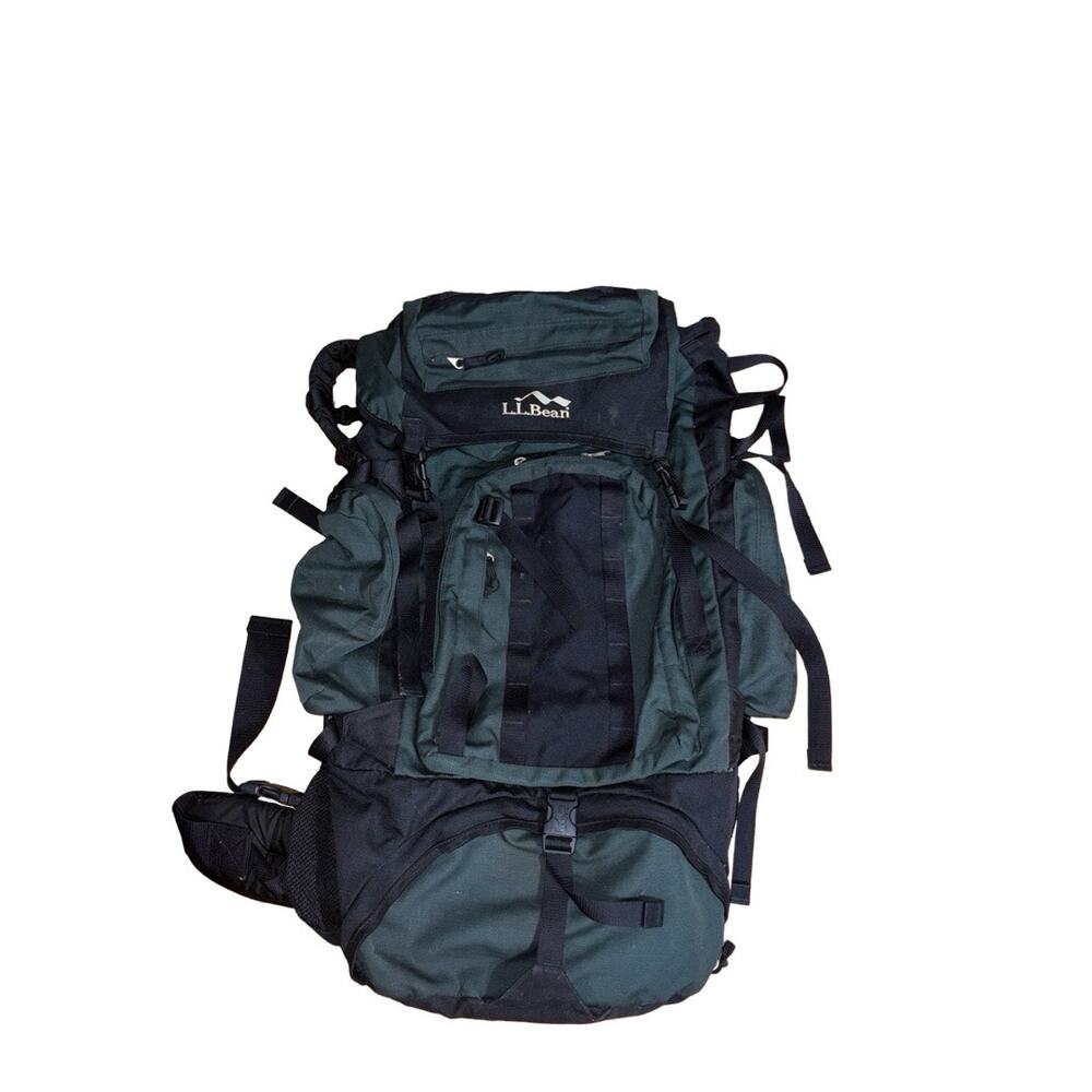 Vintage L.L. Bean Green Black Nylon Extra Large Internal Frame Hiking Backpack